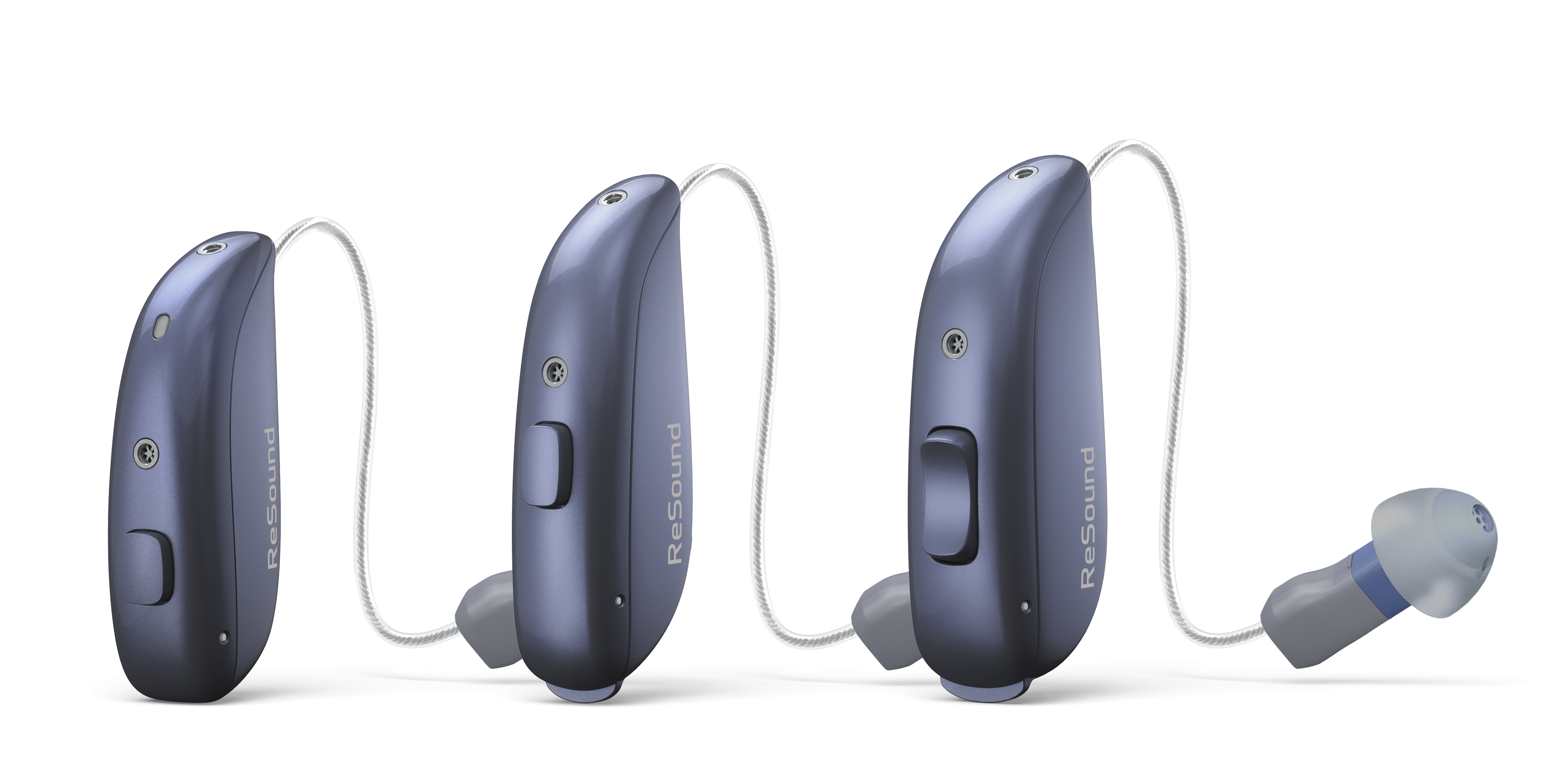 ReSound Vivia family — three form factors: microRIE, RIE 61 rechargeable, and RIE 62 non-rechargeable