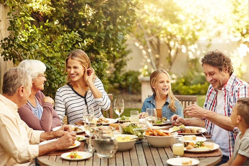 Family celebrating a holiday dinner together